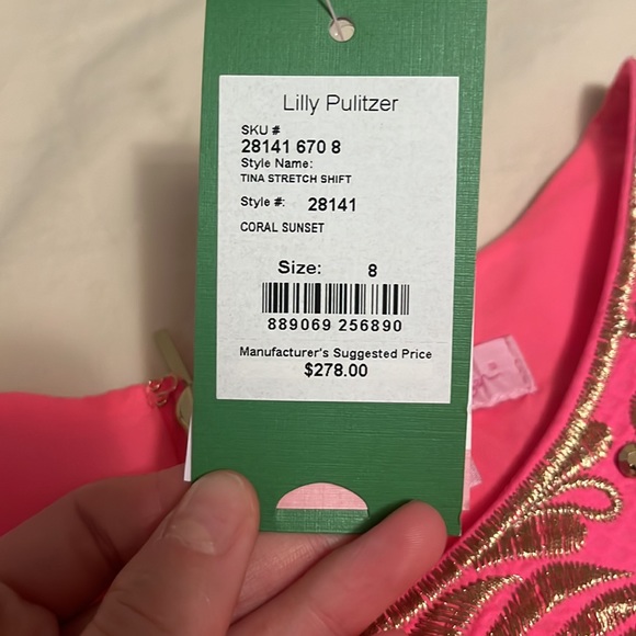 Lilly Pulitzer pink and gold shift dress.  NWT. Absolutely gorgeous! - Picture 2 of 7